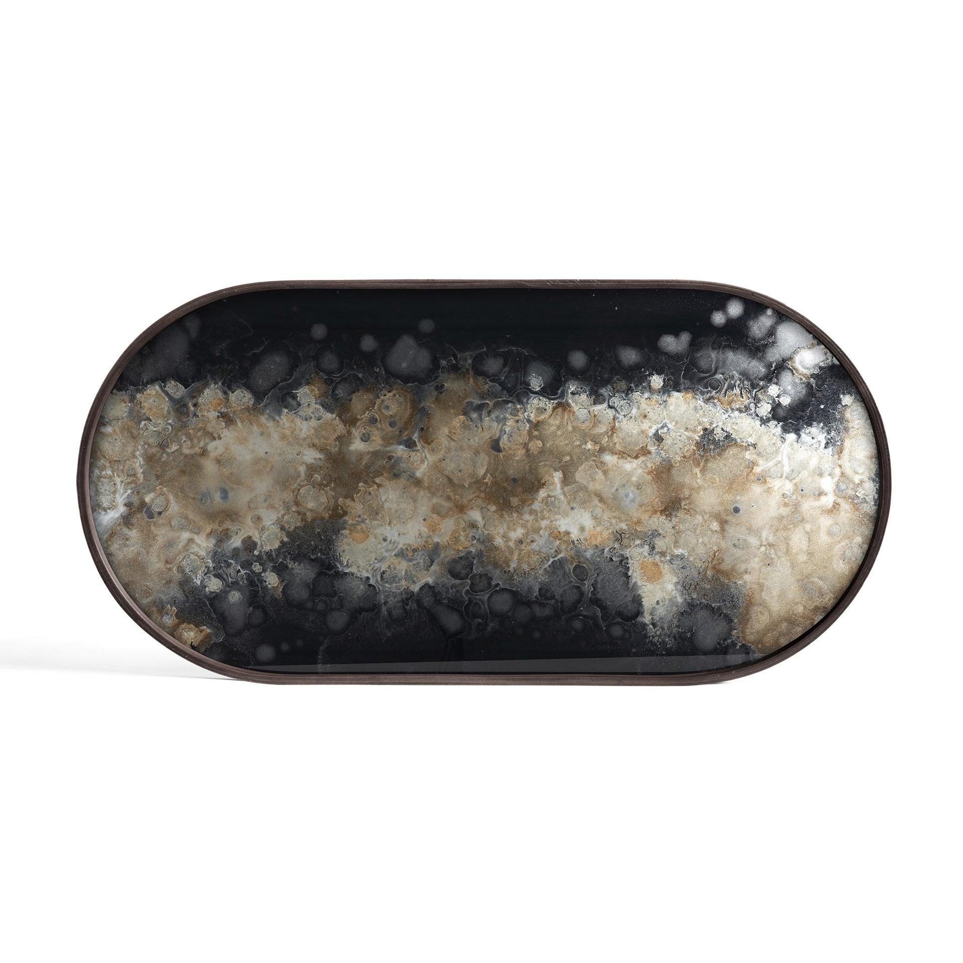 Notre Monde (Ethnicraft) DECORATIVE - Black Organic Oblong Glass Tray