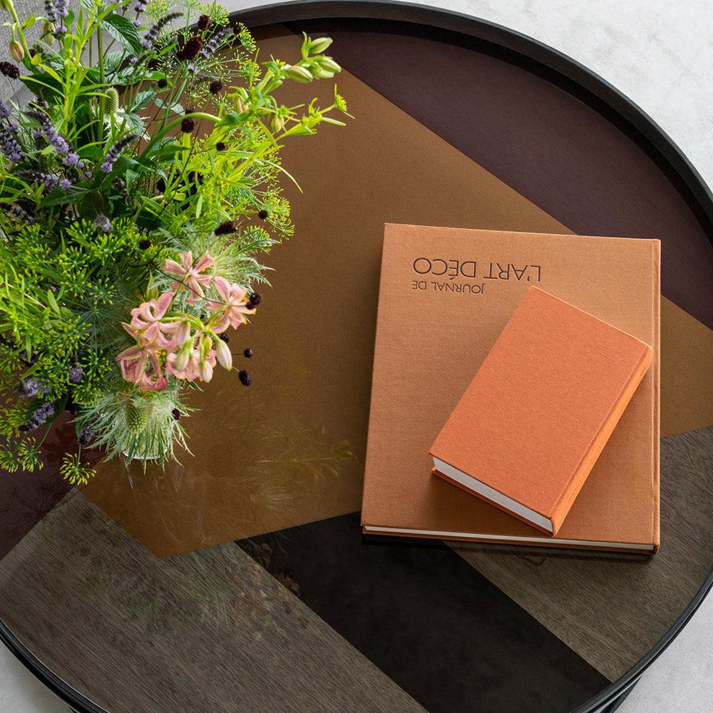 Bronze Angle Extra Large Round Glass Tray Maker & Moss