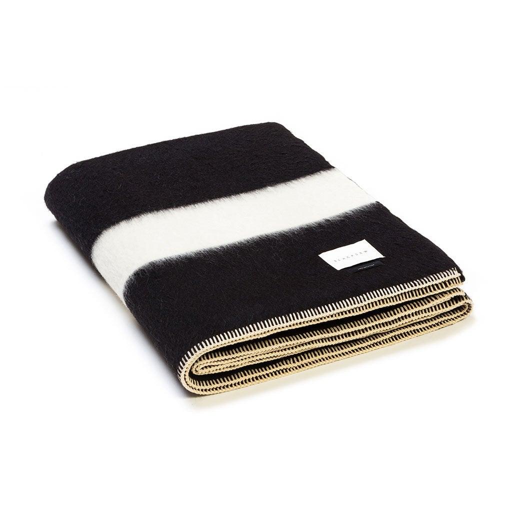 BLACKSAW TEXTILES - The Siempre Recycled Blanket - Black with Ivory Stripe