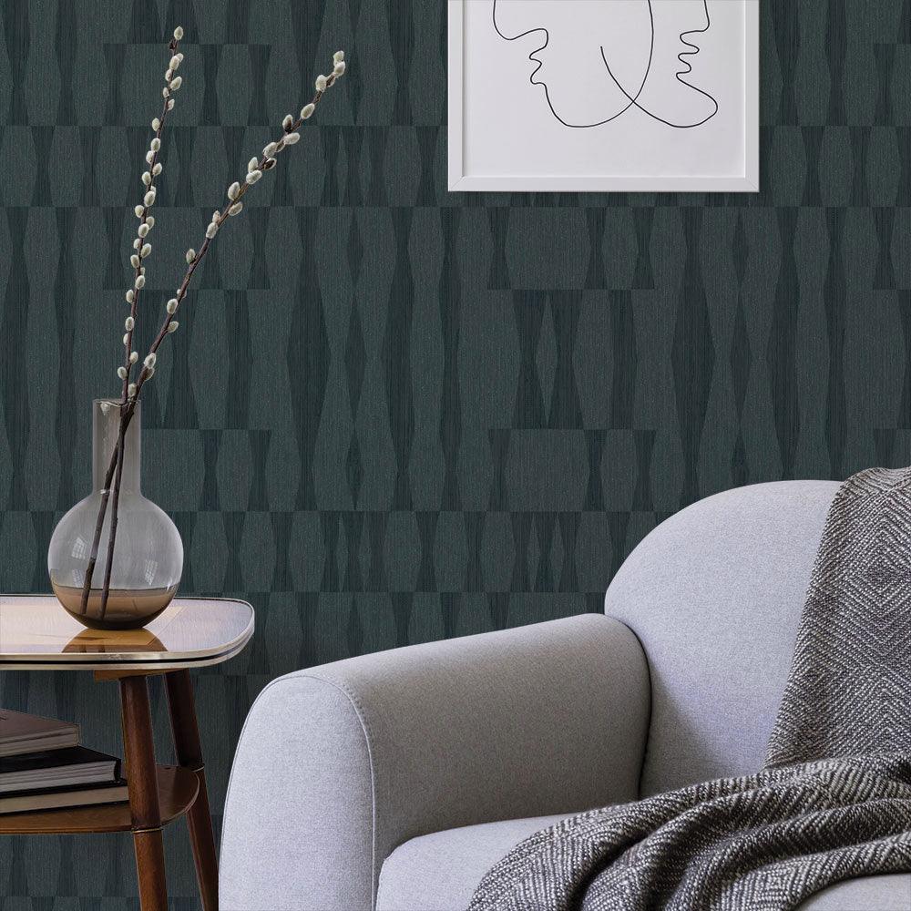 Tempaper Designs LIFESTYLE - Grasscloth Geo Seagrass Peel and Stick Wallpaper