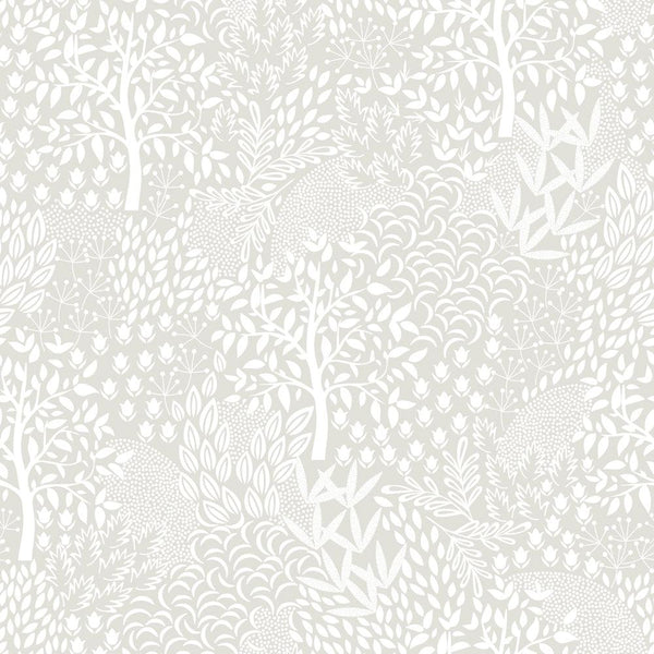 Tempaper Designs LIFESTYLE - Woodland Fantasy Peel And Stick Wallpaper - White