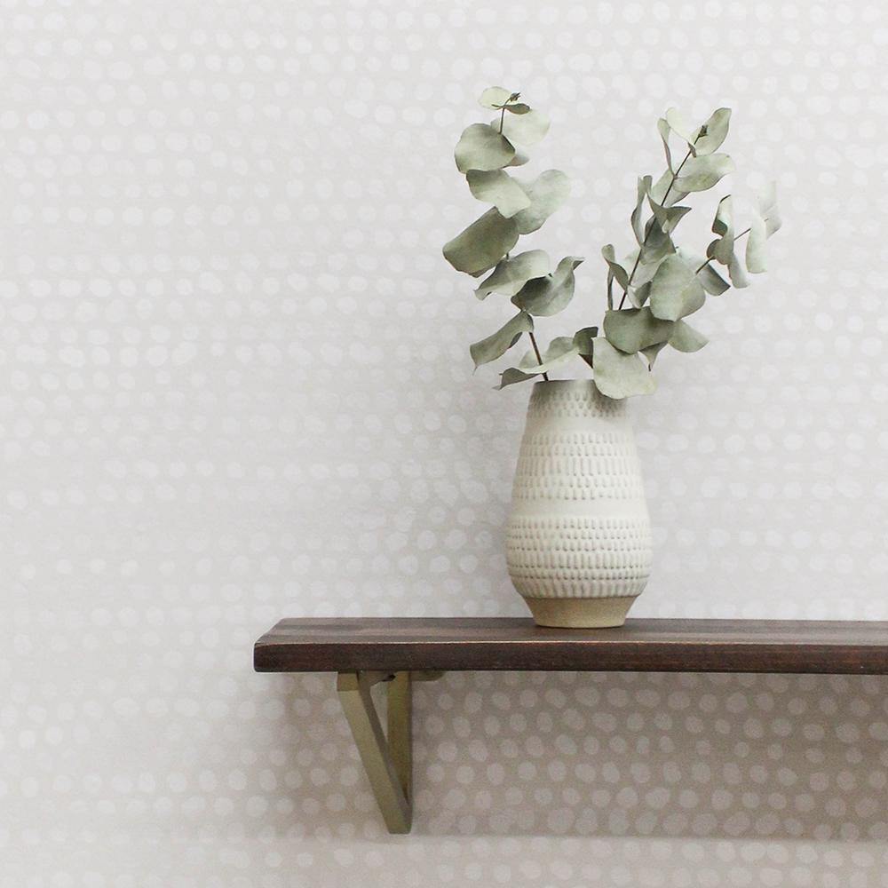 Moire Dots Pearl Grey Peel and Stick Wallpaper Maker & Moss