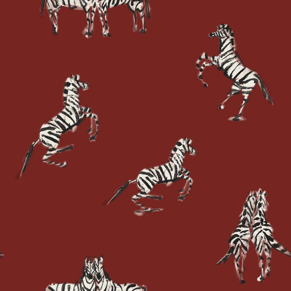 Zebras In Love Red Peel and Stick Wallpaper Maker & Moss