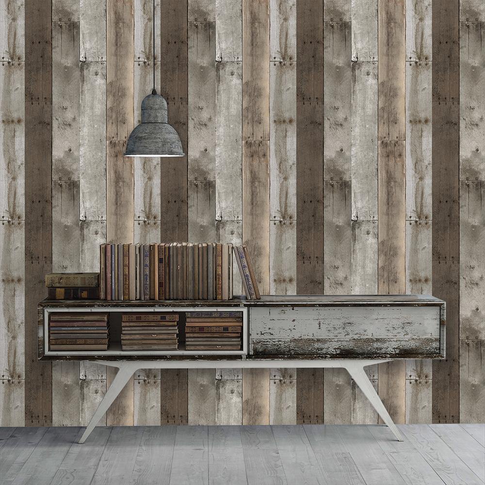Tempaper Designs LIFESTYLE - Repurposed Wood Weathered Peel and Stick Wallpaper