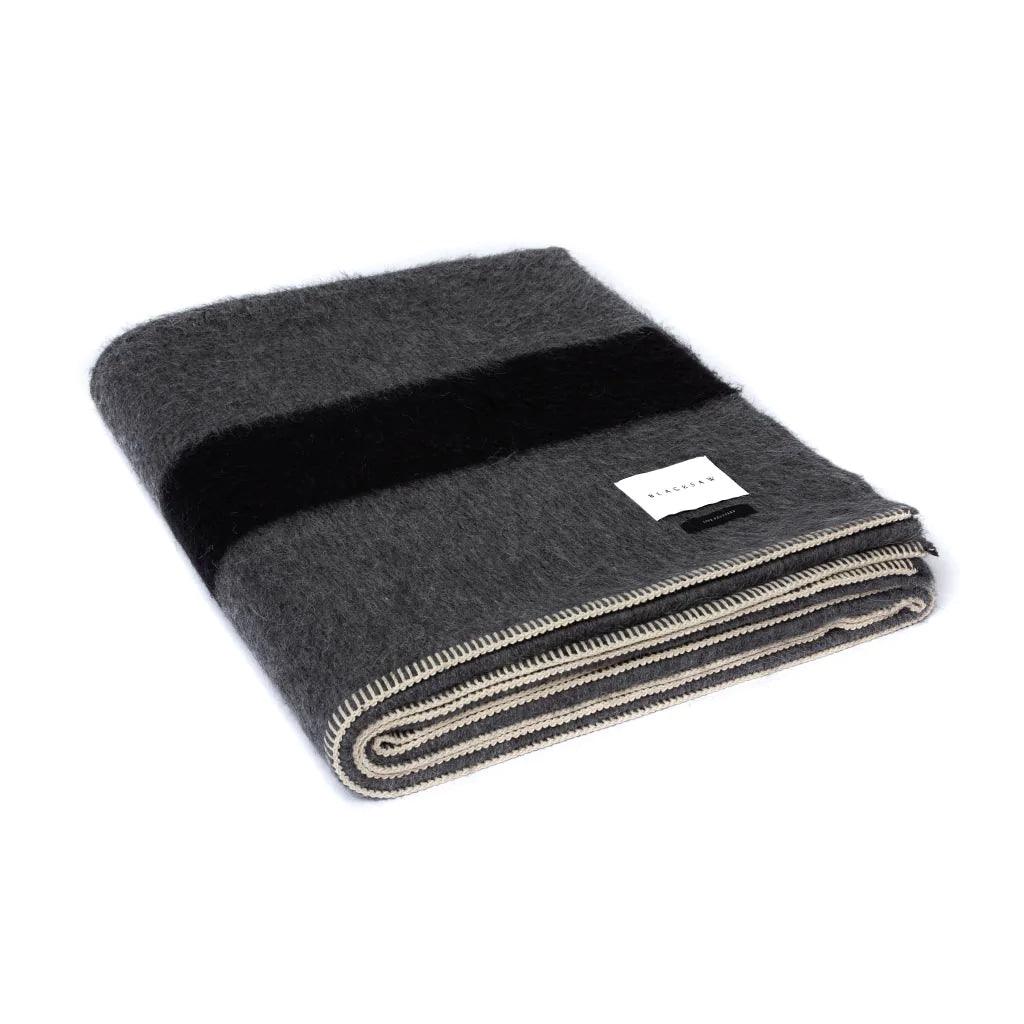 BLACKSAW TEXTILES - The Siempre Recycled Blanket - Charcoal with Black Stripe
