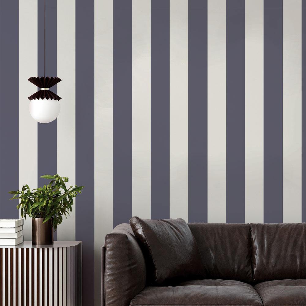 Stripe Navy & Light Grey Peel and Stick Wallpaper Maker & Moss