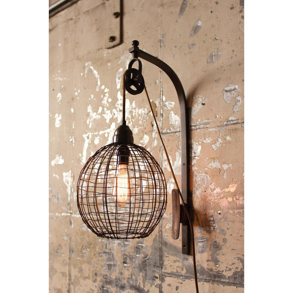 Kalalou Inc. LIGHTING - Wire Sphere Wall Sconce with Pulley