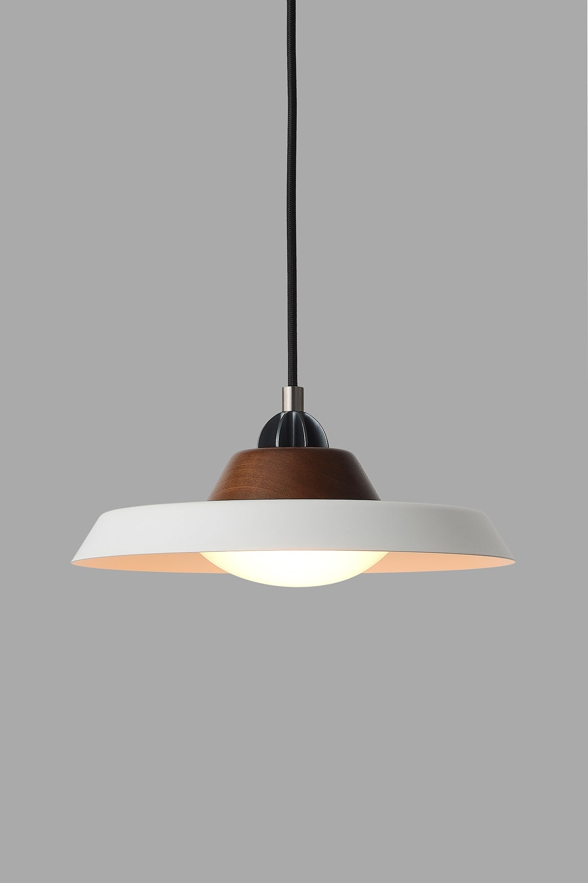 Modern farmhouse pendant with warm LED bulb