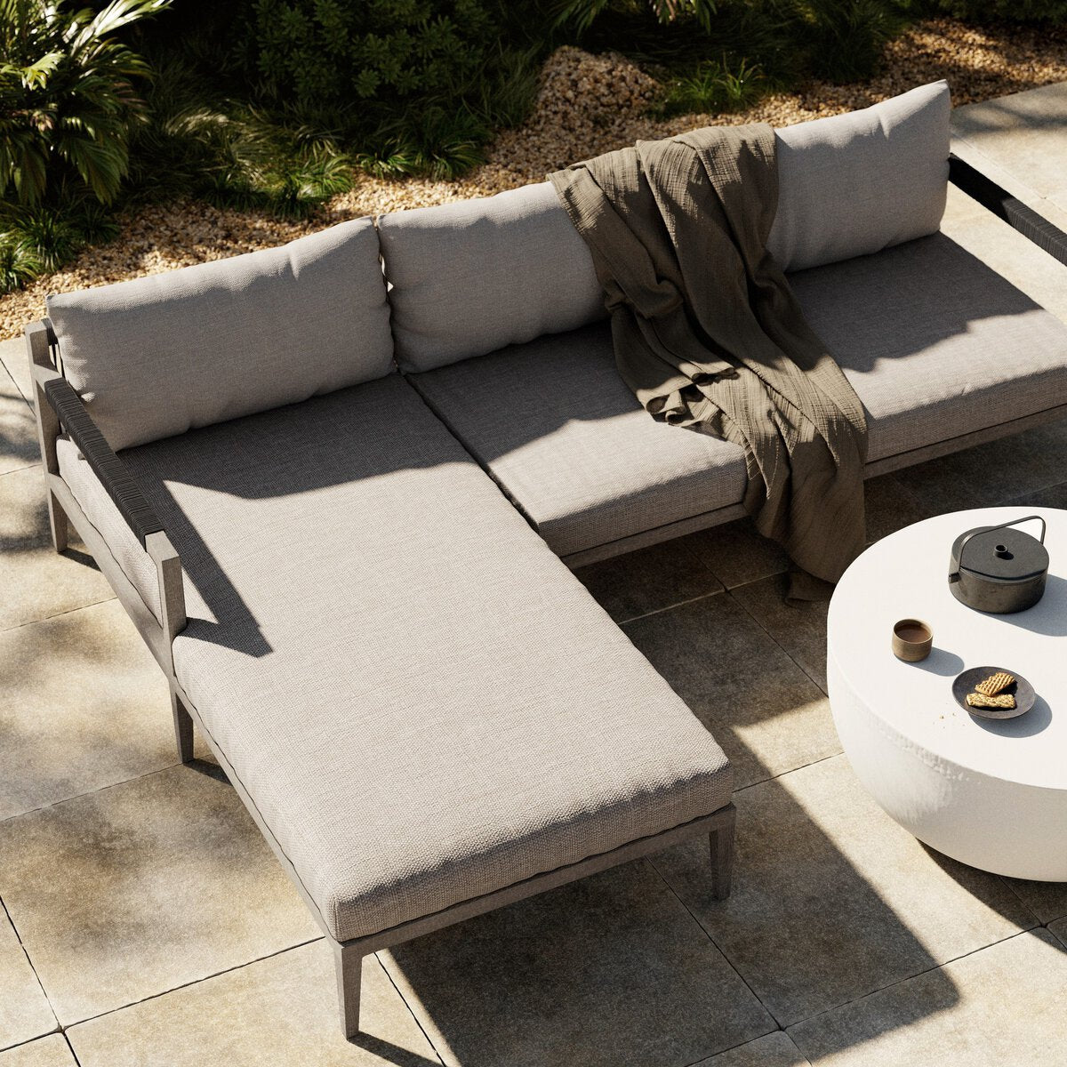 Sherwood Outdoor 2-Piece Sectional, Weathered Grey