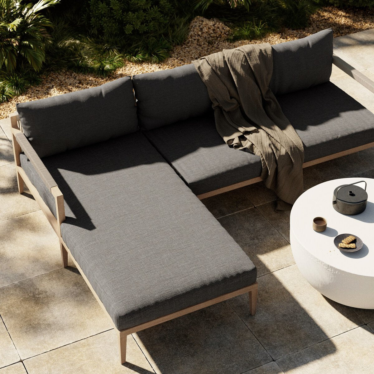 Sherwood Outdoor 2-Piece Sectional, Washed Brown