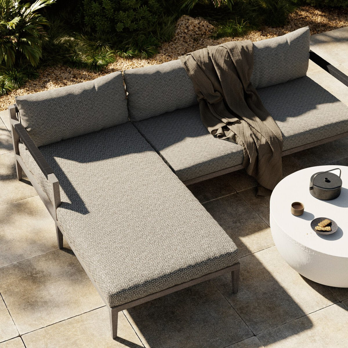 Sherwood Outdoor 2-Piece Sectional, Weathered Grey