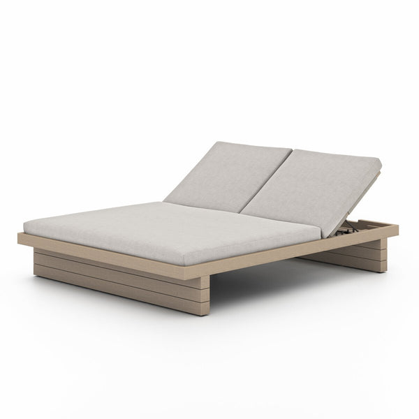 Leroy Outdoor Double Chaise, Washed Brown