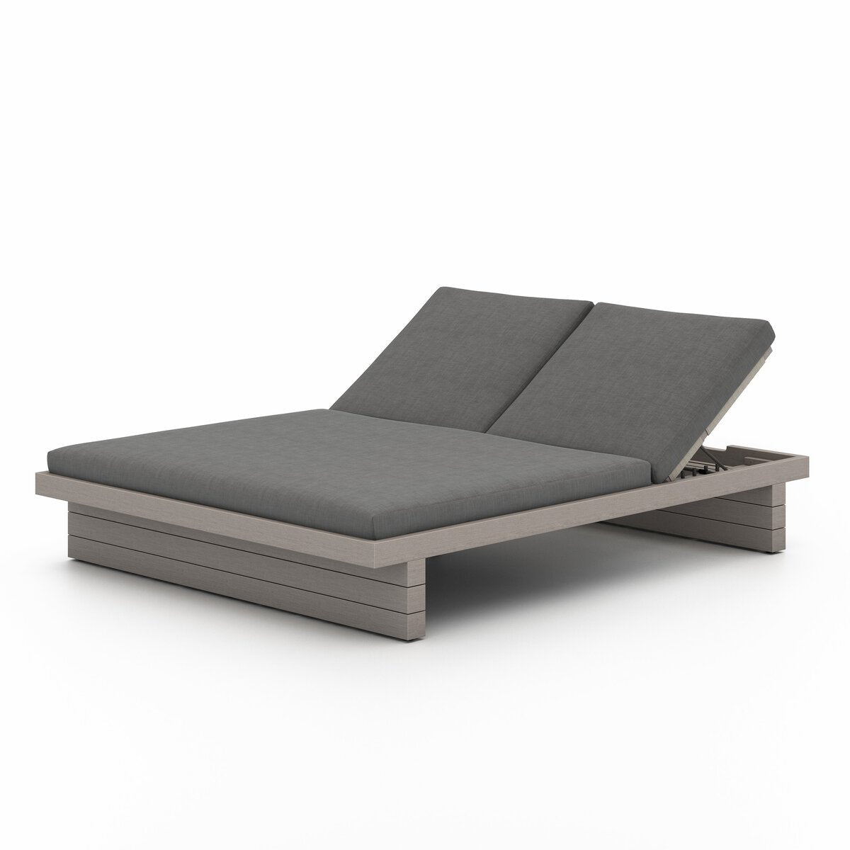 Leroy Outdoor Double Chaise, Weathered Grey