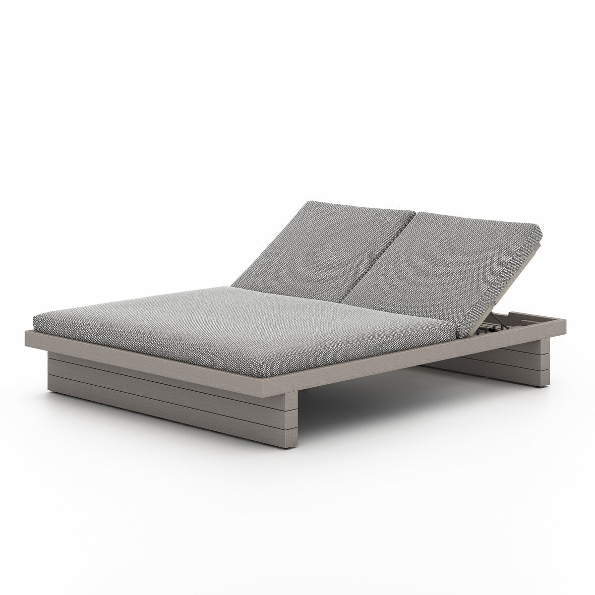 Leroy Outdoor Double Chaise, Weathered Grey