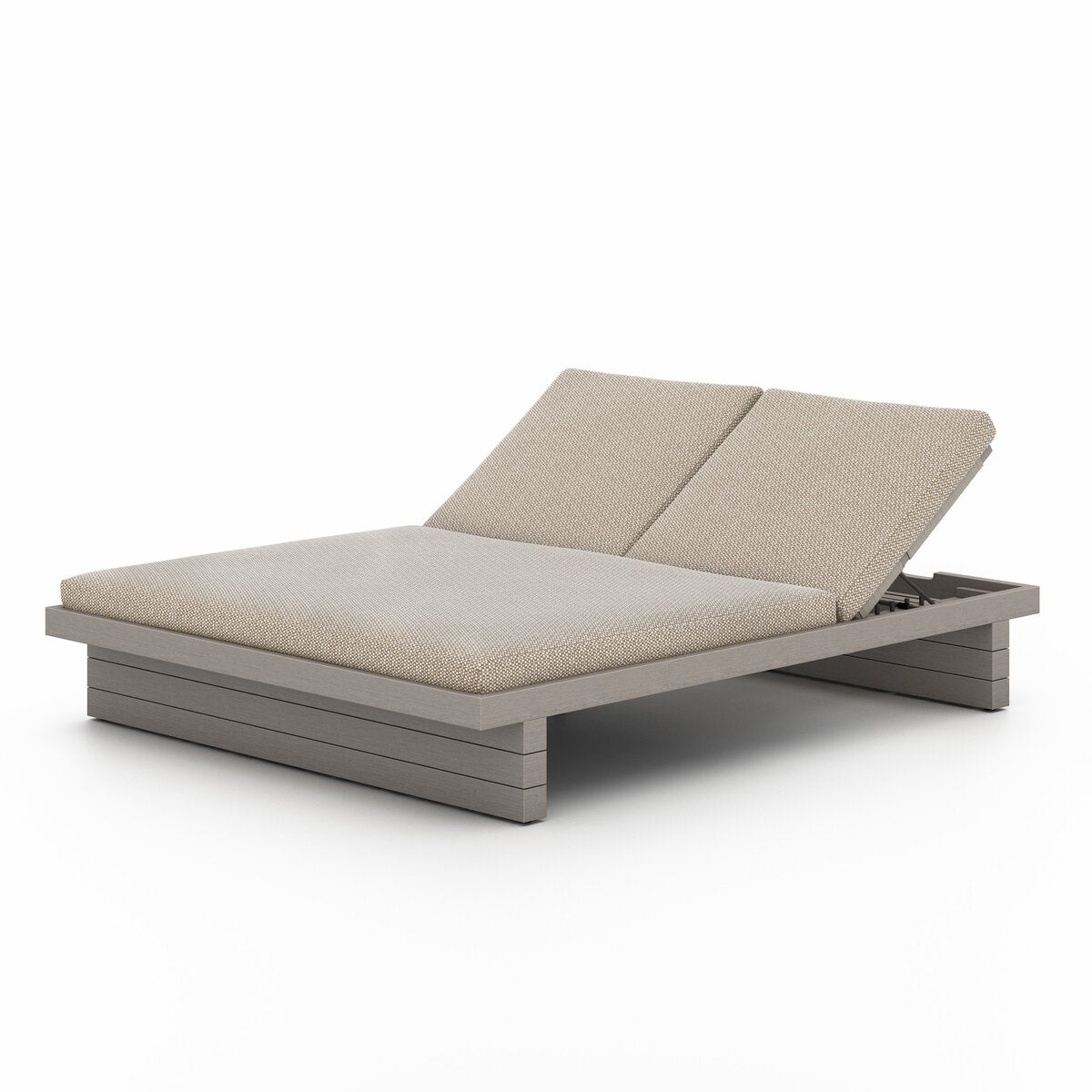 Leroy Outdoor Double Chaise, Weathered Grey