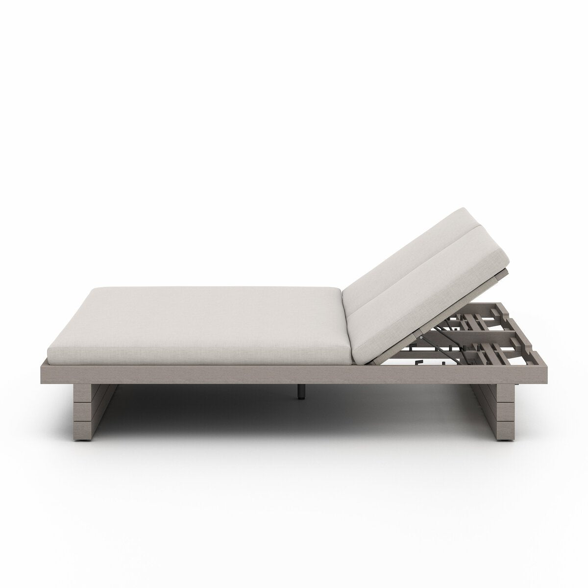 Leroy Outdoor Double Chaise, Weathered Grey