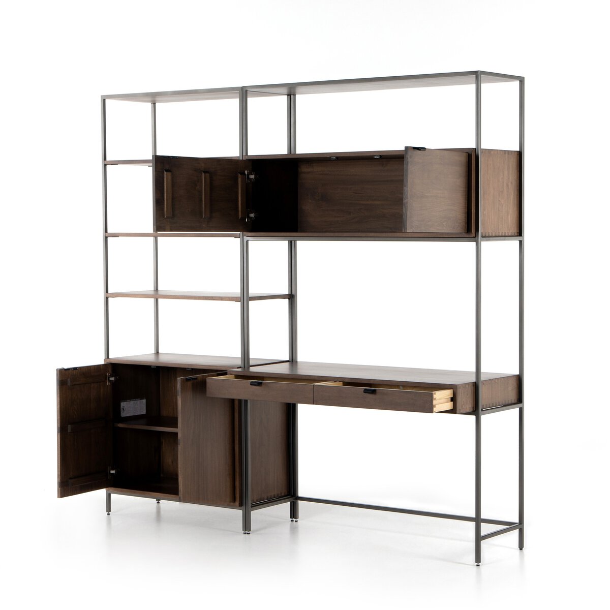 Trey Modular Wall Desk W/ 1 Bookcase