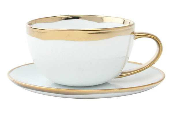 Dauville Gold Rim Porcelain 3 Piece Dinnerware Set, Service For 1