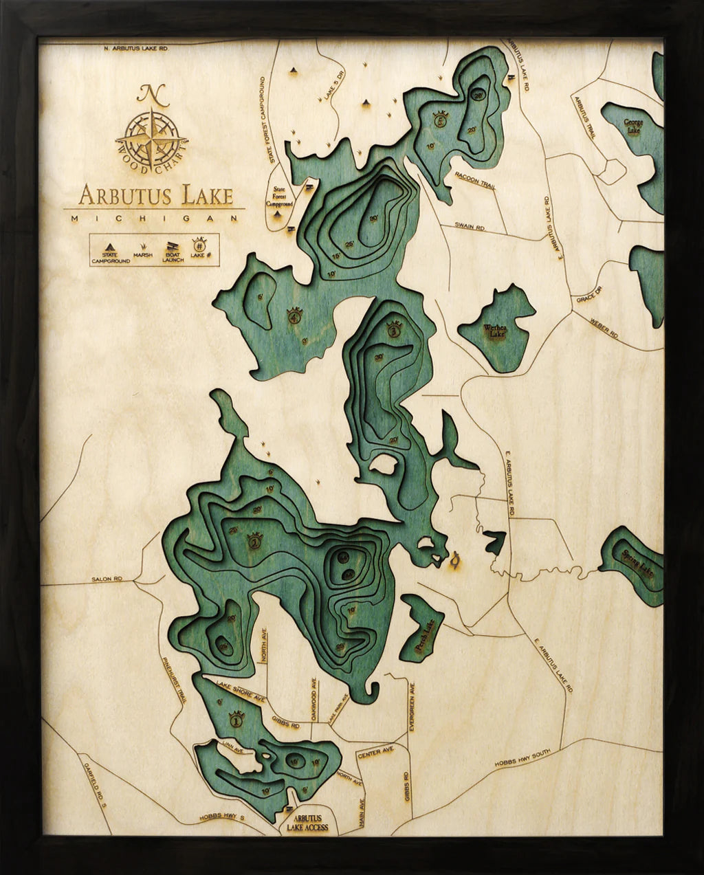 Arbutus Lake (Traverse) Wood Chart