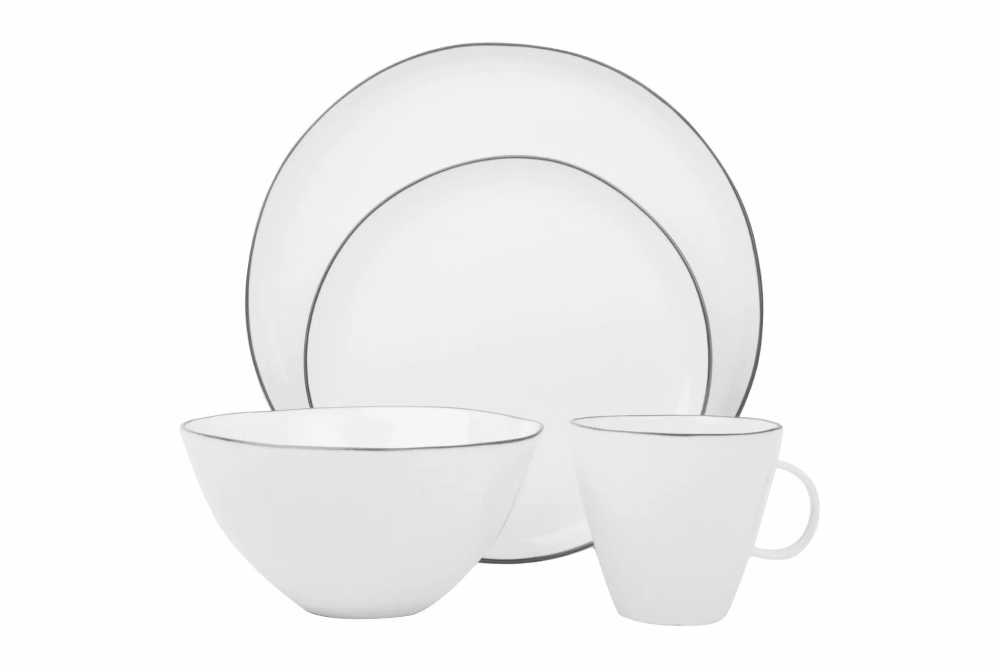 Abbesses Porcelain 4 Piece Dinnerware Set, Service For 1