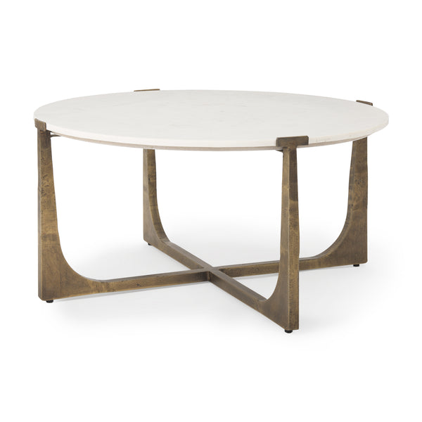 Atticus Antiqued Gold Metal Coffee Table