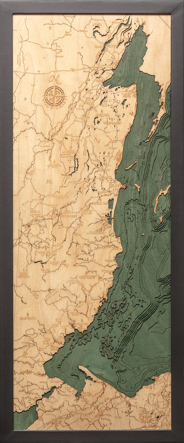 Belize 3-D Nautical Wood Chart