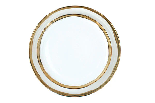 Dauville Gold Rim Porcelain 3 Piece Dinnerware Set, Service For 1