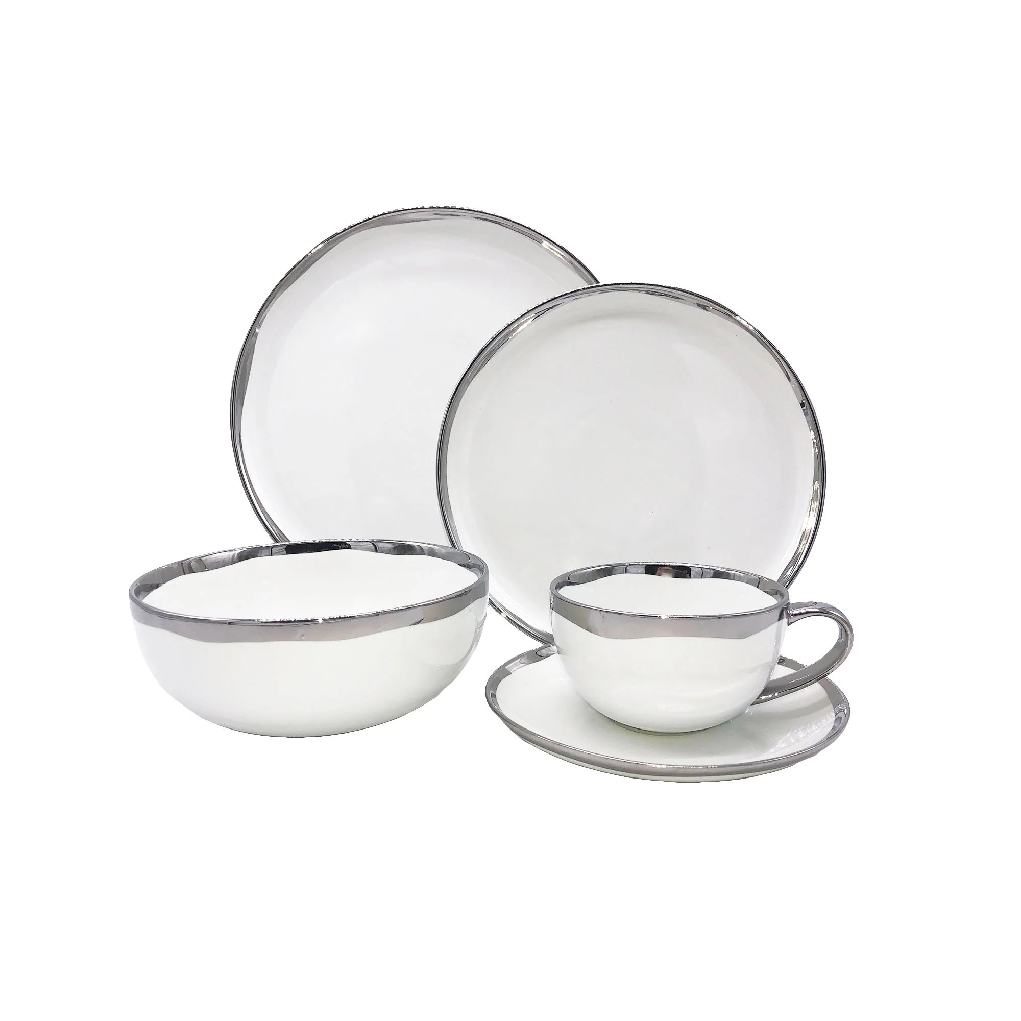 Dauville Porcelain 5 Piece Dinnerware Set, Service For 1