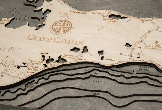 Grand Cayman Island Wood Chart