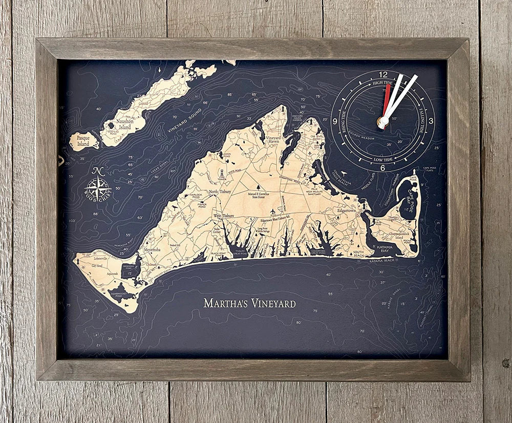 Martha's Vineyard Framed Tide & Time Clock