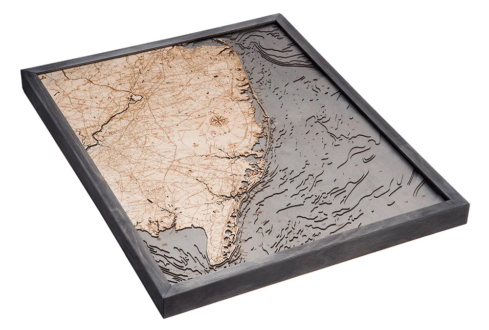 New Jersey Coast 3-D Nautical Wood Chart