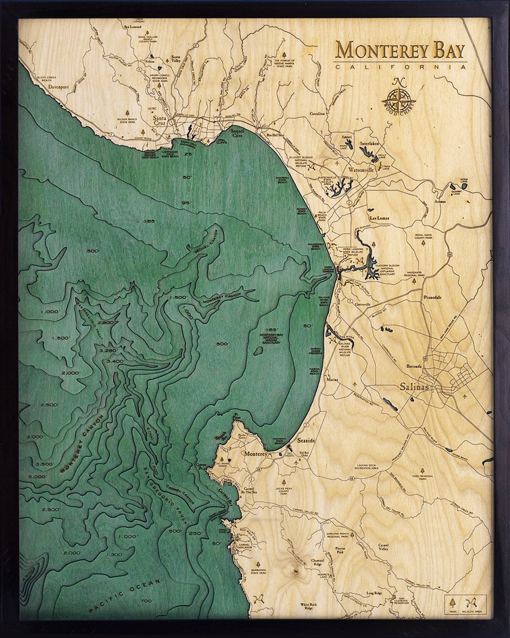 Monterey Bay Wood Chart