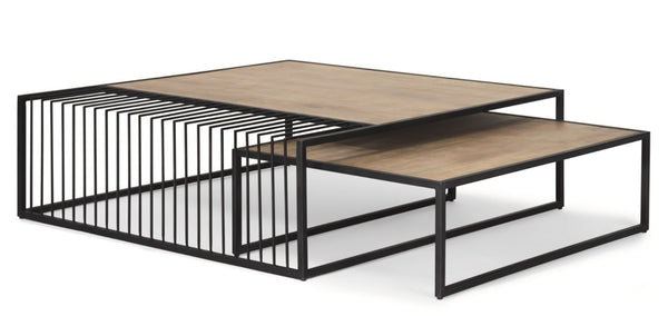 Miles Black Metal w/ Light Wood Nesting Coffee Table