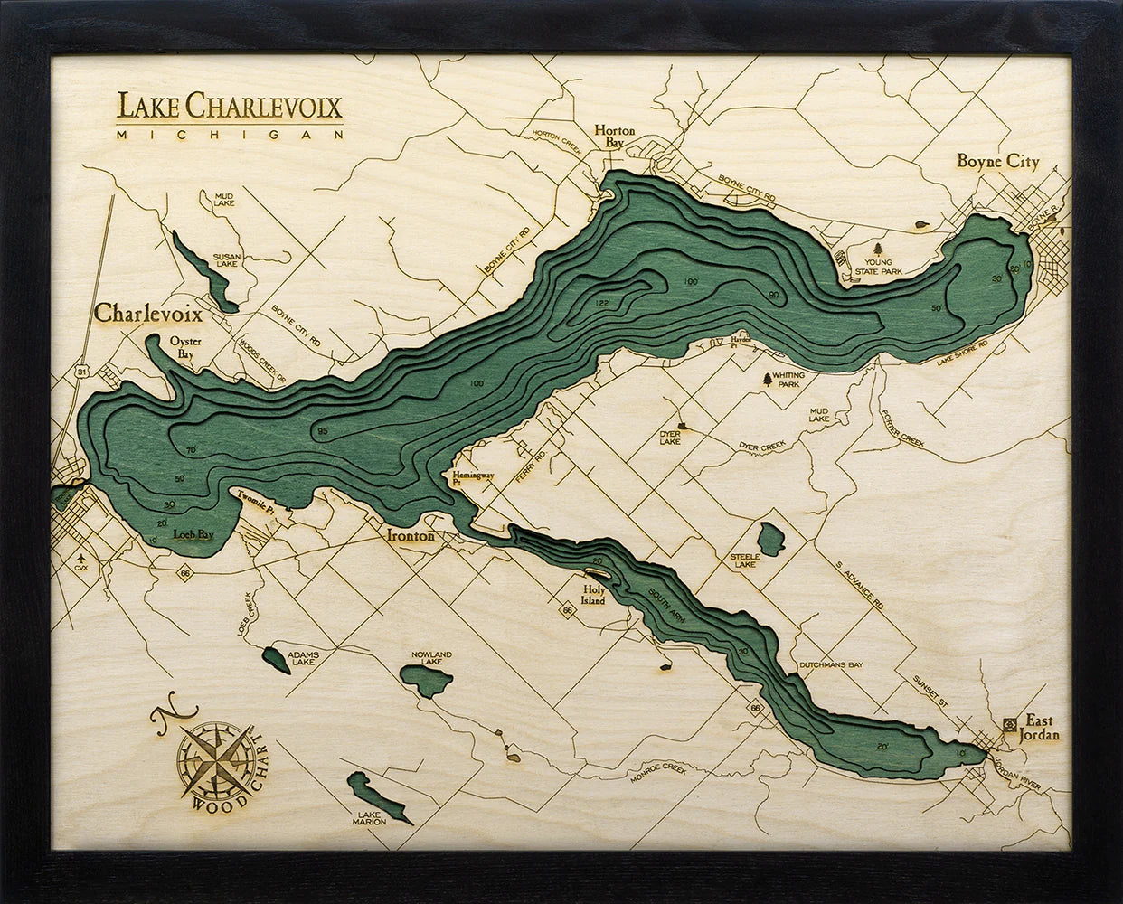 Lake Charlevoix Wood Chart