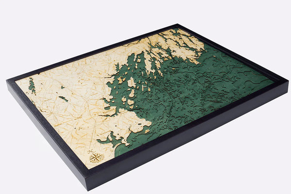 Portland, Maine 3-D Nautical Wood Chart, Large, 24.5" x 31"