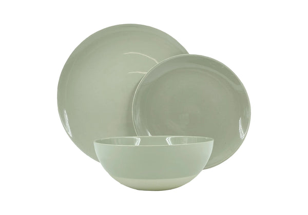 Shell Bisque Grey Porcelain 3 Piece Dinnerware Set, Service For 1