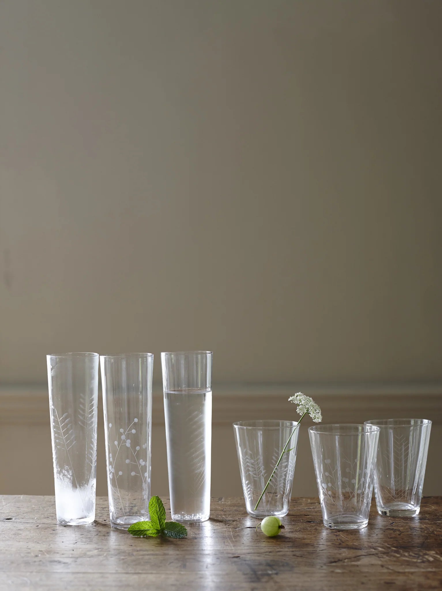 Sienna Etched Water Glassware Set