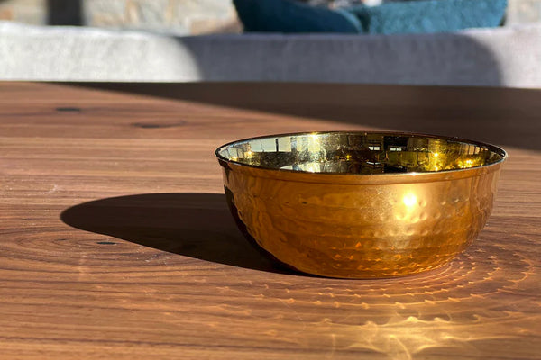 Punjabi Brass Dal Serving Dish in Hammered Stainless Steel - Set of 4