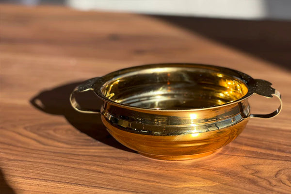 Hand crafted Brass-Colored Indian Handi Serving Bowl set of 2