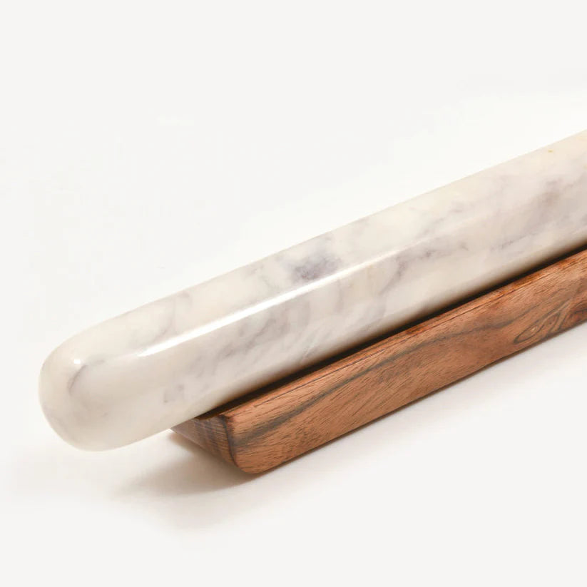 Marble Rolling Pin and Wood Base