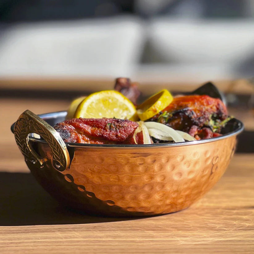 Handi Serving Bowl - Hammered Copper Double Walled
