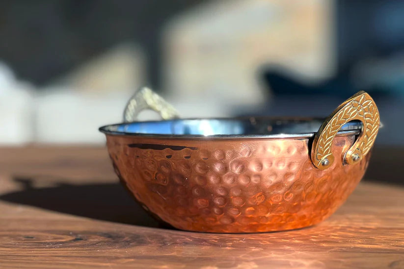 Handi Serving Bowl - Hammered Copper Double Walled