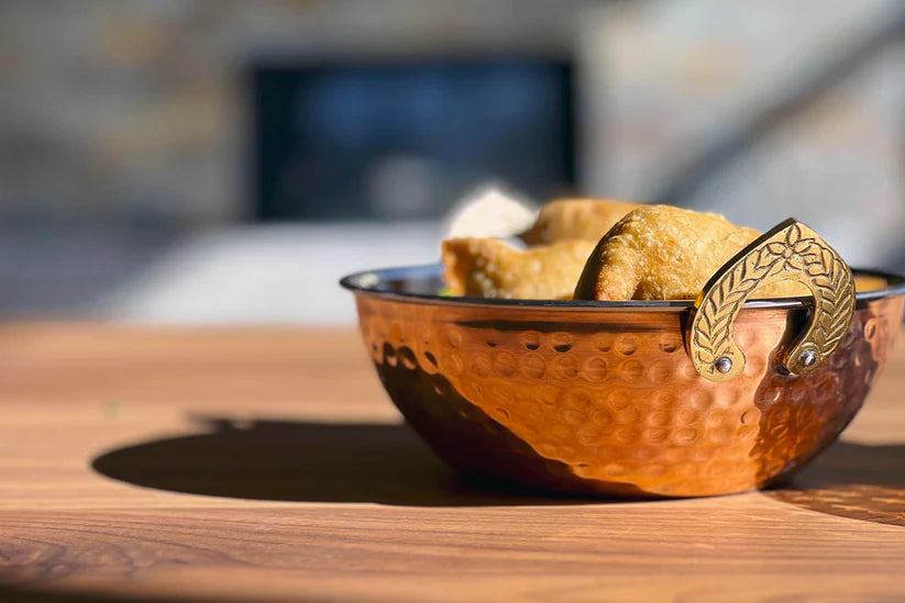 Handi Serving Bowl - Hammered Copper Double Walled