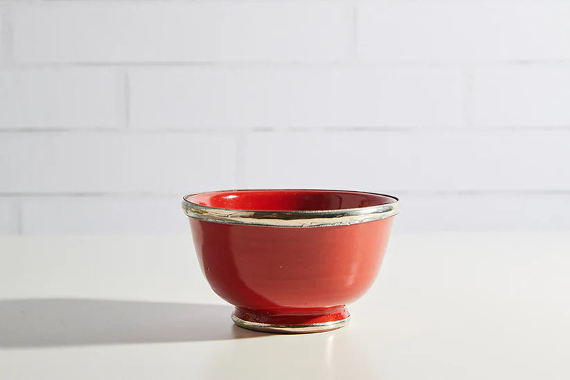 Moroccan Glazed Bowls with Berber Silver Trim