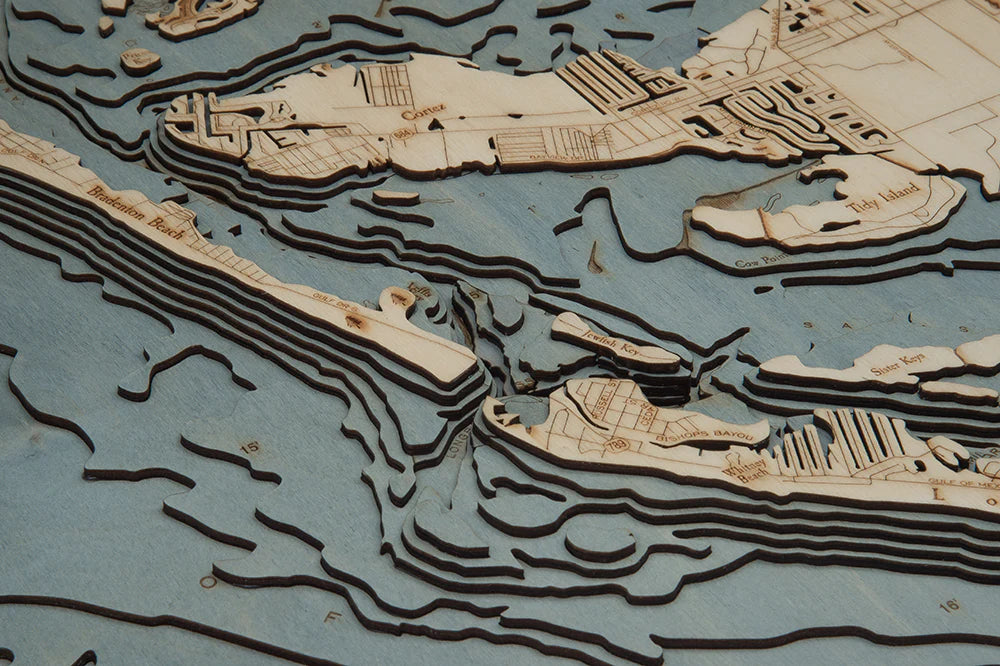 Anna Maria Island, Florida 3-D Nautical Wood Chart, Large
