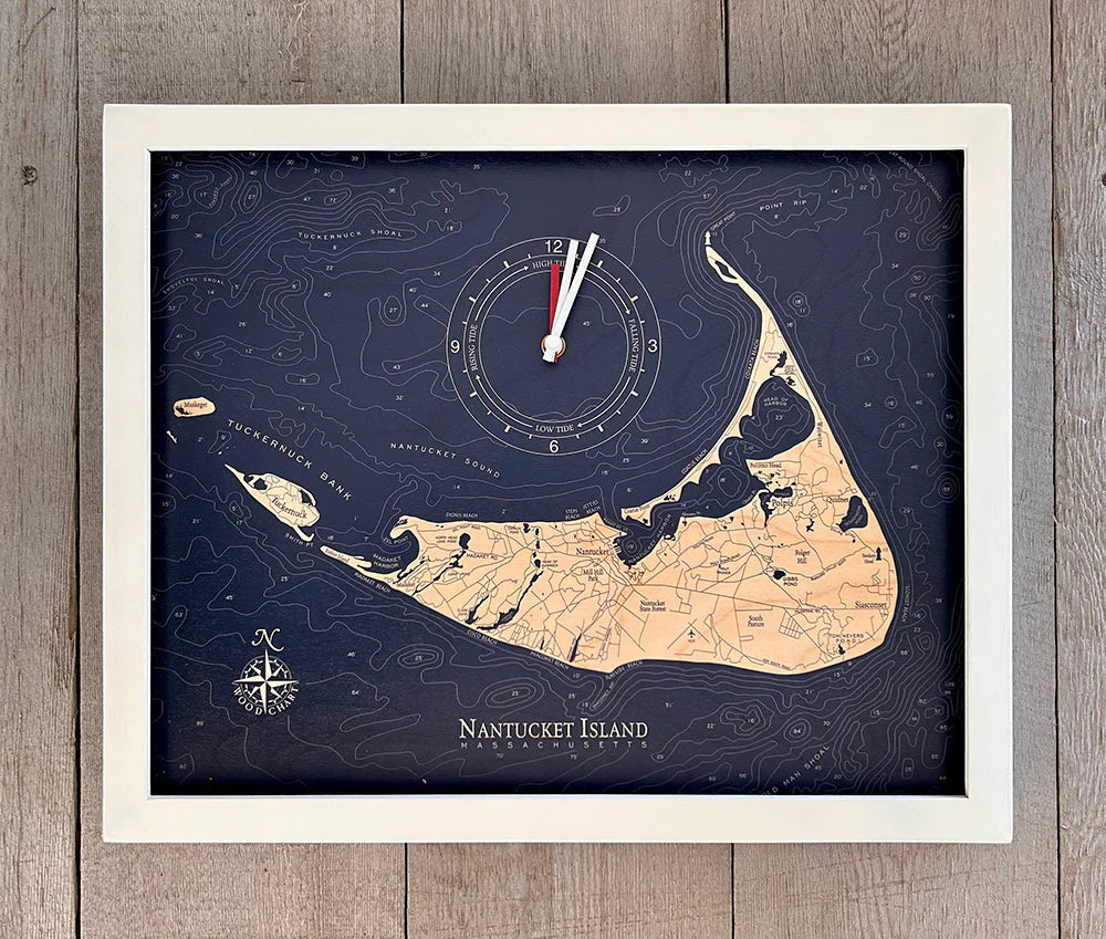 Nantucket Framed Tide & Time Clock