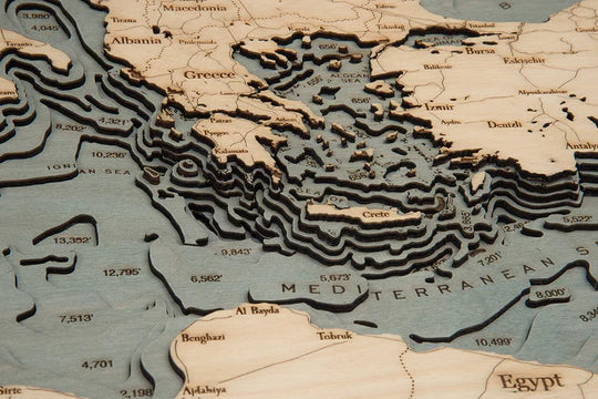 Mediterranean Sea Wood Chart