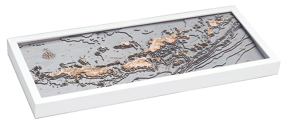 British & US Virgin Islands 3-D Nautical Wood Chart