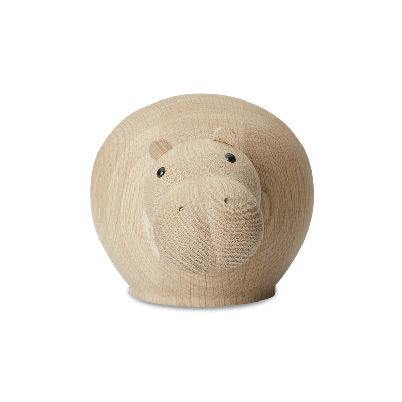 Hibo Wooden Hippo Sculpture – Solid Oak Decor in set of 3
