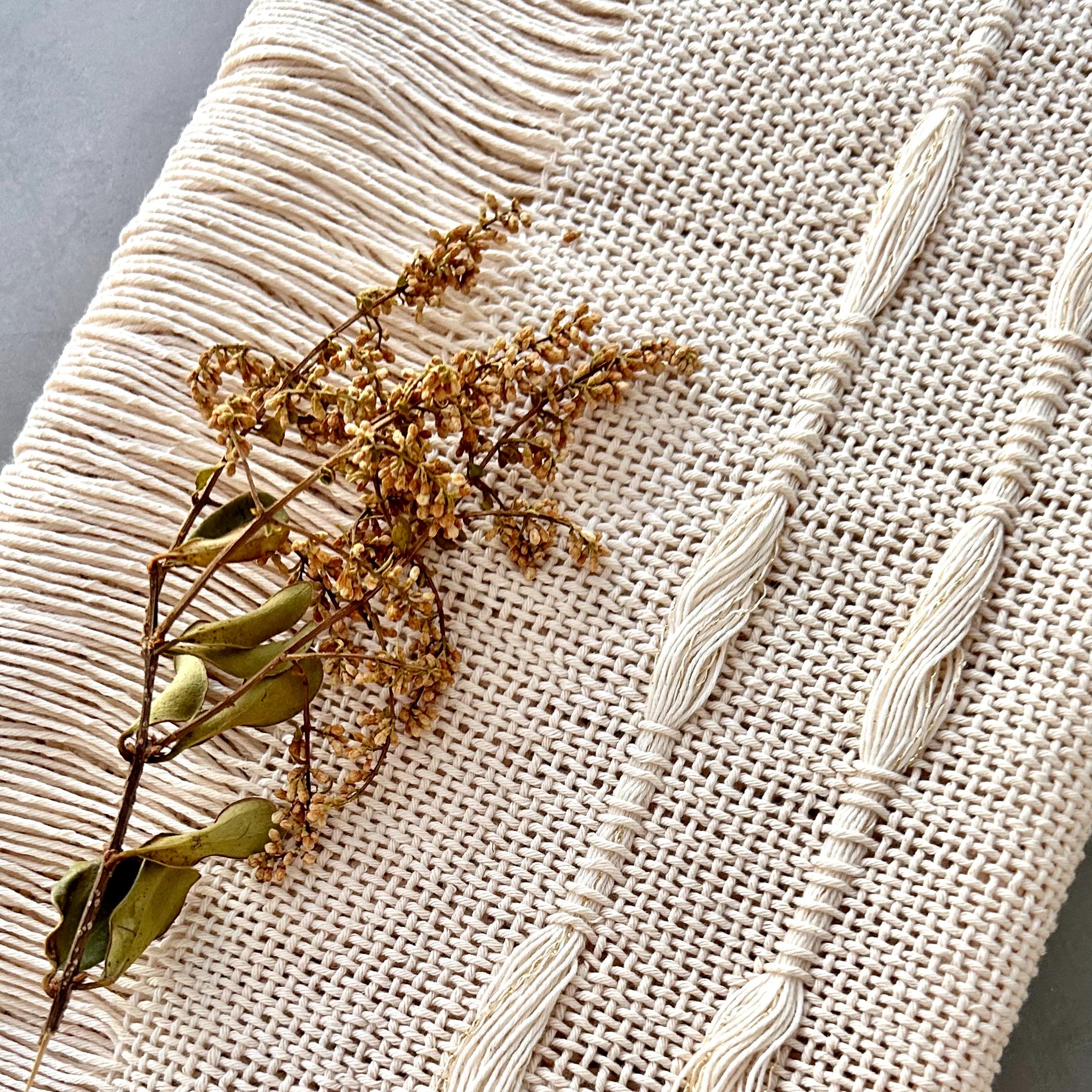 White Thread Table Runner